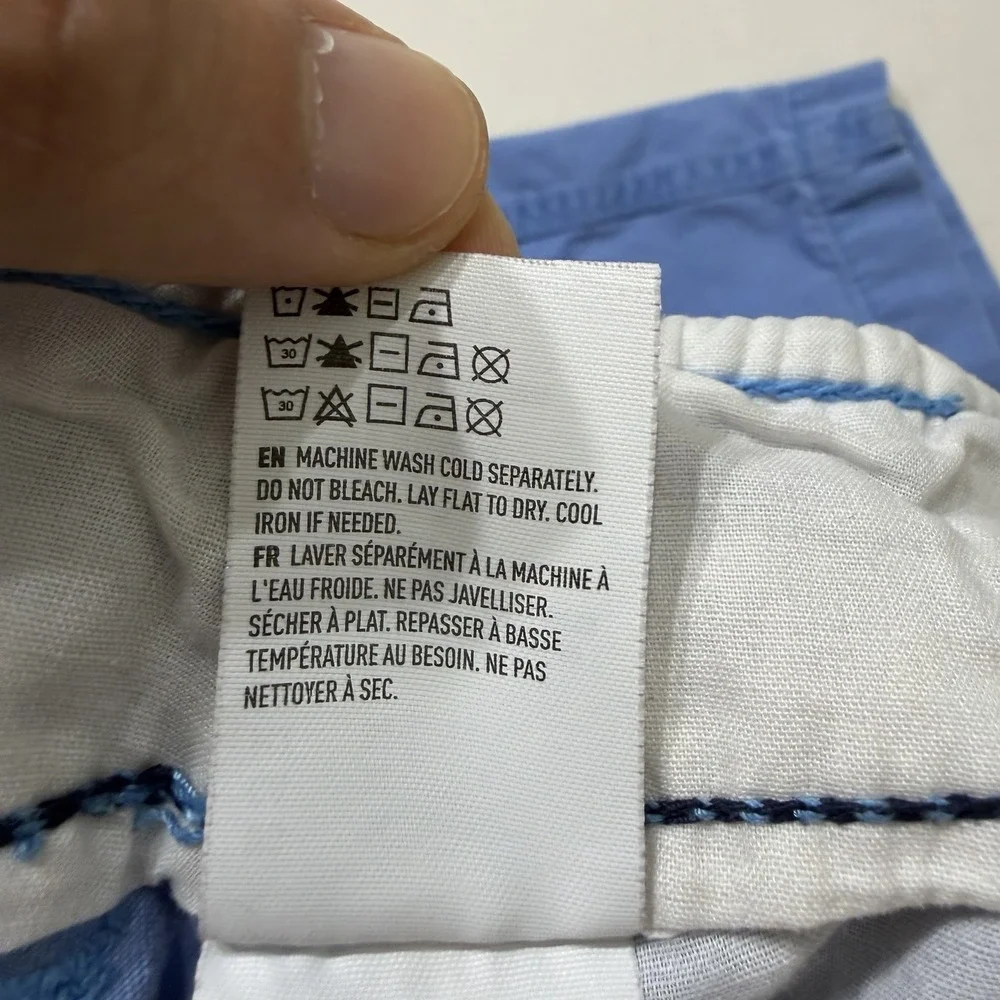 American Eagle Classic Chino Shorts Mens 34 Blue Cotton Flat Front Casual Preppy